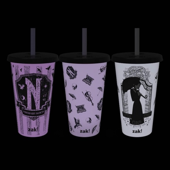 Zak! Designs 3-Pack Wednesday Nevermore Academy Glow in the Dark Tumblers 25 oz - Picture 11 of 14